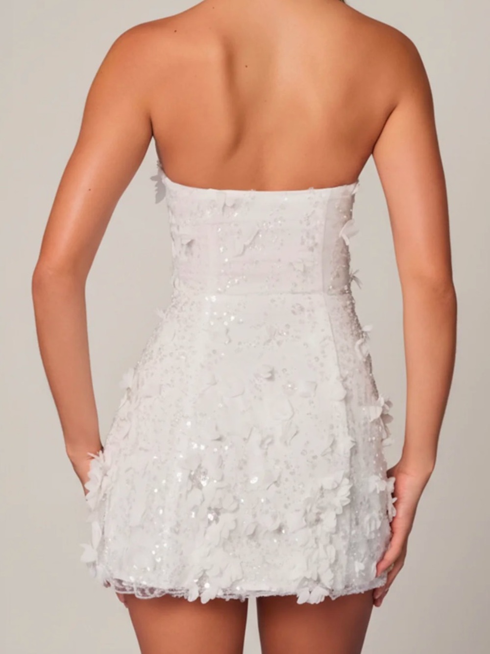 Oh Polly Edita White Embellished Bandeau A-line Mini Dress - Picture 4 of 11